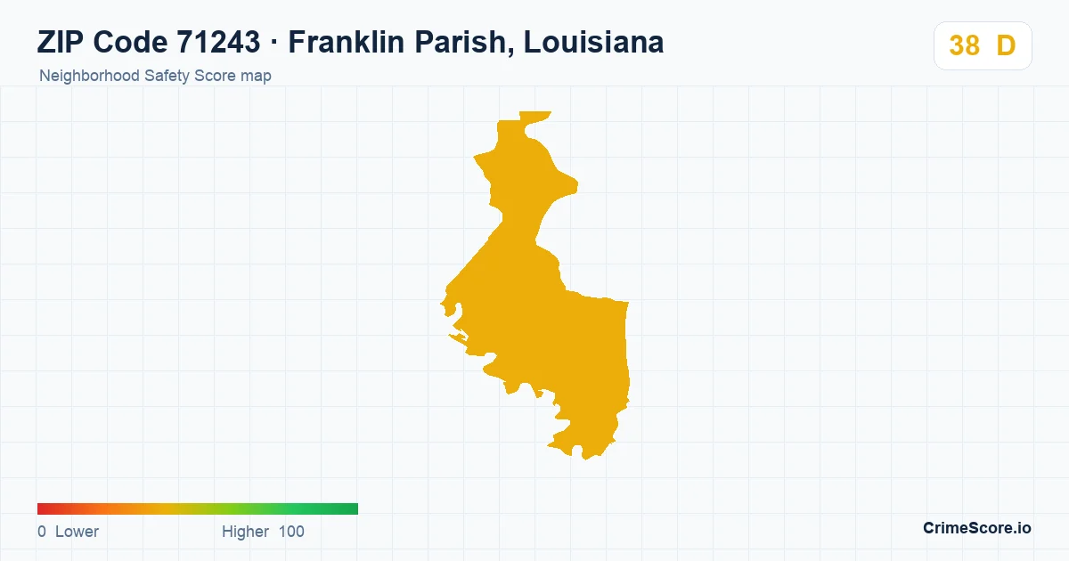 ZIP Code 71243 in Franklin Parish, Louisiana neighborhood Safety Score map