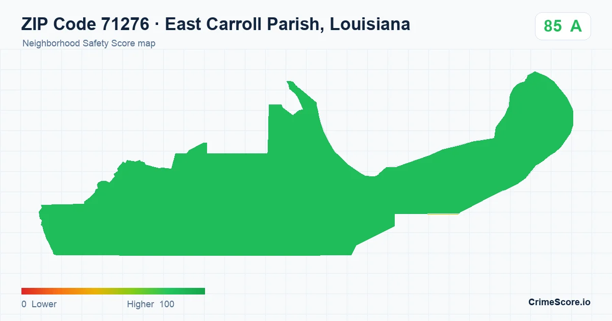 ZIP Code 71276 in East Carroll Parish, Louisiana neighborhood Safety Score map