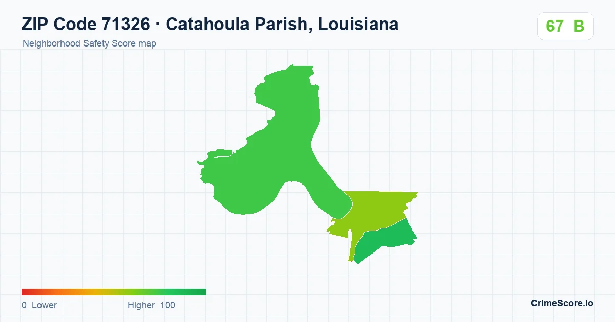 ZIP Code 71326 in Catahoula Parish, Louisiana neighborhood Safety Score map