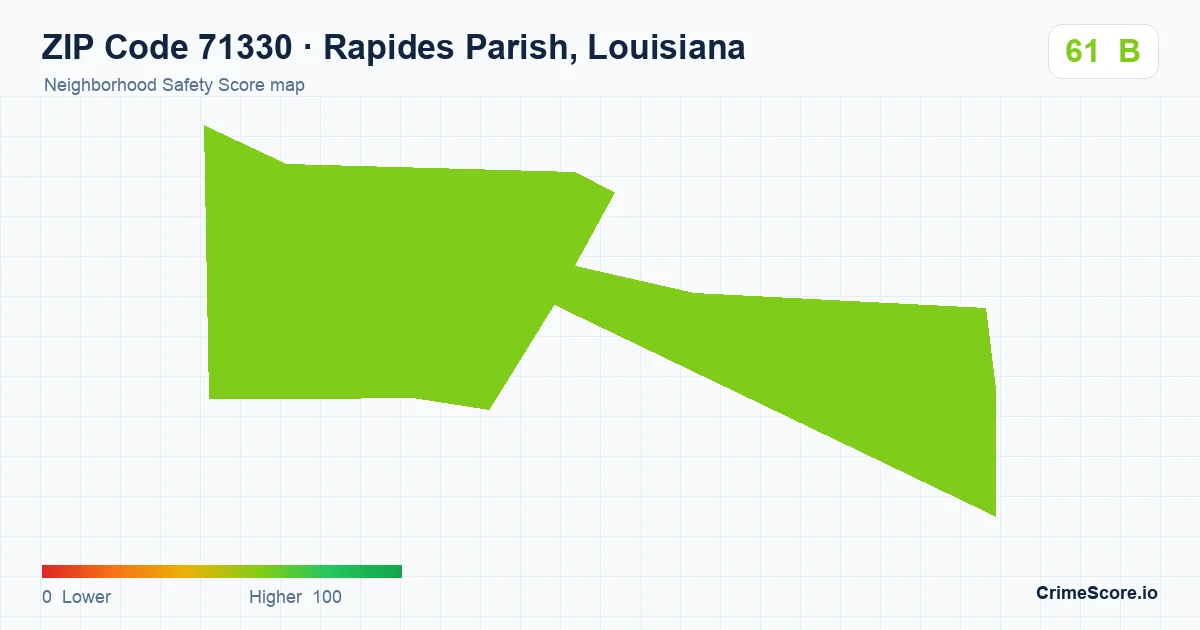 ZIP Code 71330 in Rapides Parish, Louisiana neighborhood Safety Score map