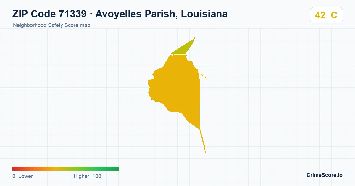 ZIP Code 71339 in Avoyelles Parish, Louisiana neighborhood Safety Score map
