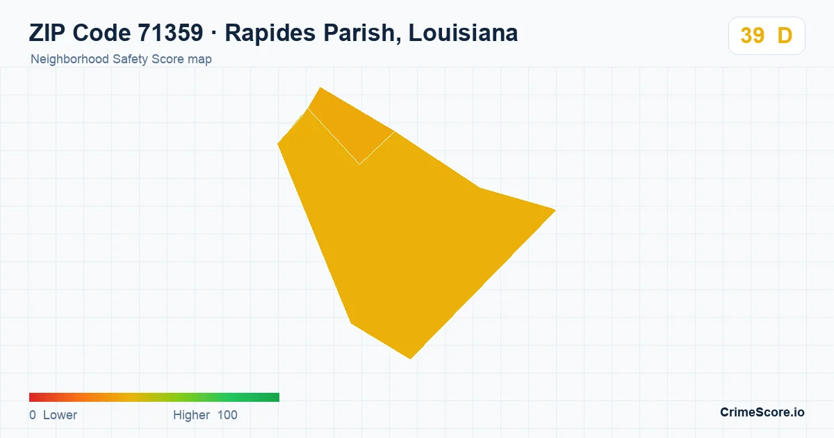 ZIP Code 71359 in Rapides Parish, Louisiana neighborhood Safety Score map