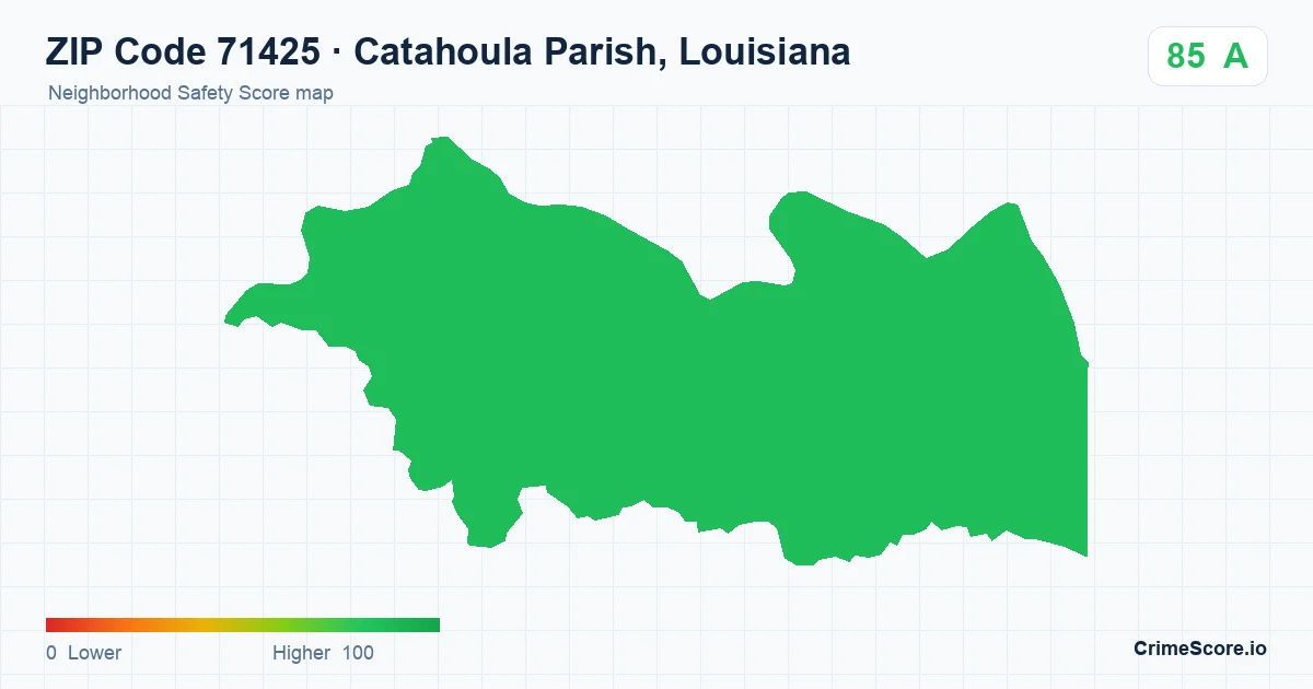 ZIP Code 71425 in Catahoula Parish, Louisiana neighborhood Safety Score map