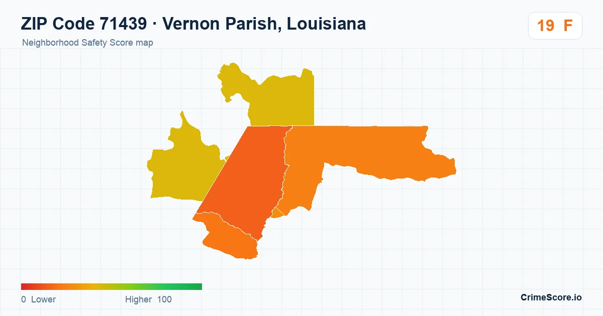 ZIP Code 71439 in Vernon Parish, Louisiana neighborhood Safety Score map
