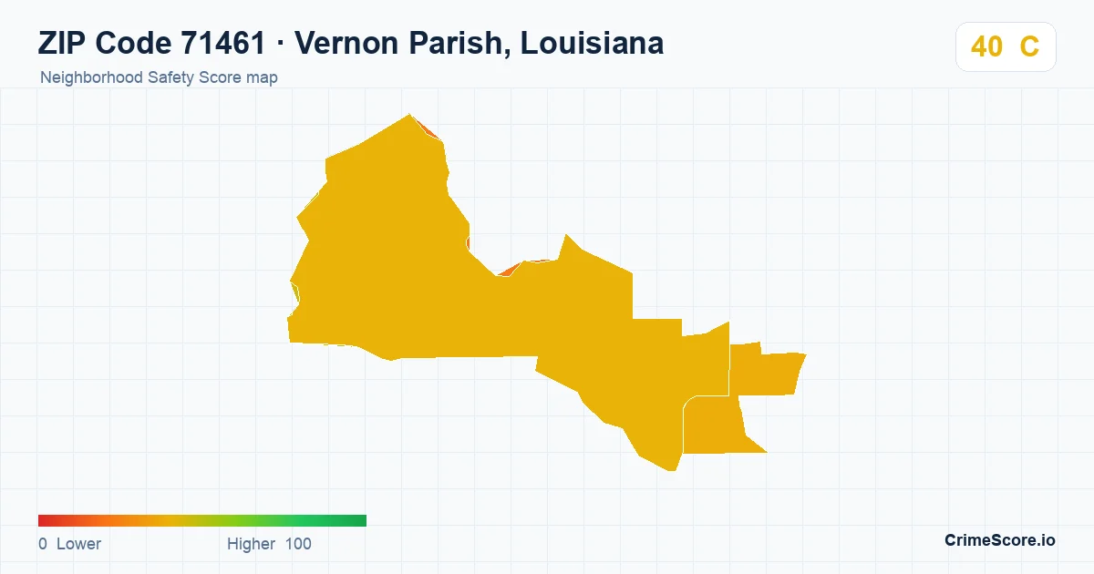 ZIP Code 71461 in Vernon Parish, Louisiana neighborhood Safety Score map