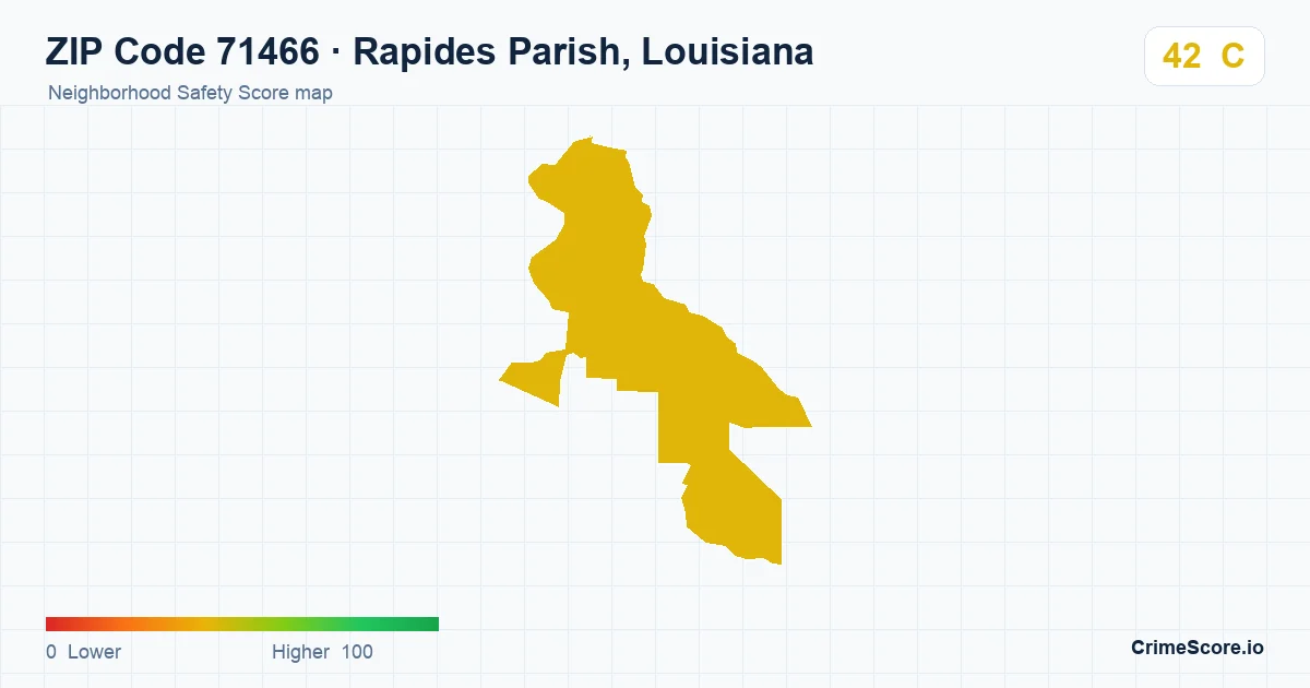 ZIP Code 71466 in Rapides Parish, Louisiana neighborhood Safety Score map