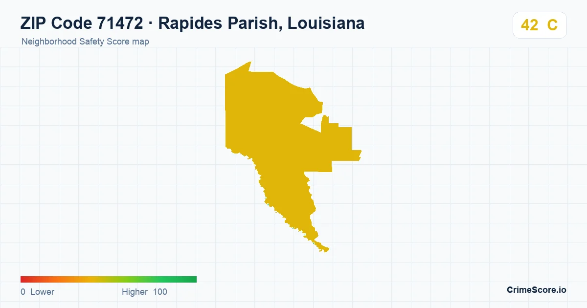 ZIP Code 71472 in Rapides Parish, Louisiana neighborhood Safety Score map