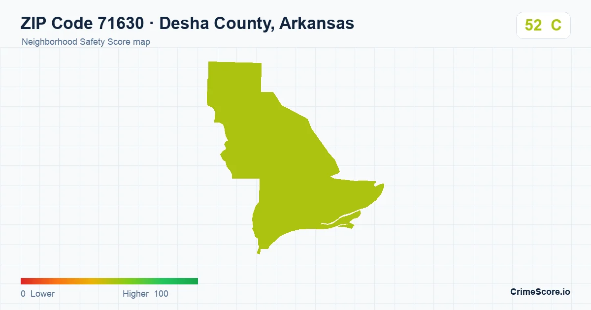 ZIP Code 71630 in Desha County, Arkansas neighborhood Safety Score map