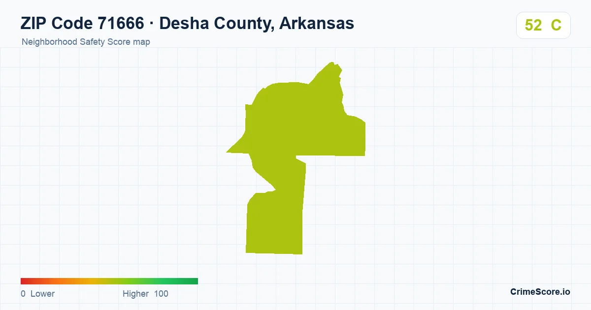 ZIP Code 71666 in Desha County, Arkansas neighborhood Safety Score map