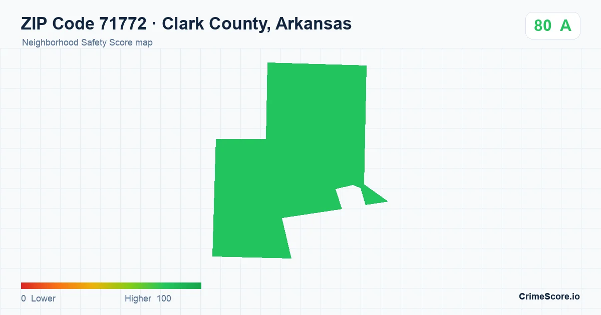 ZIP Code 71772 in Clark County, Arkansas neighborhood Safety Score map