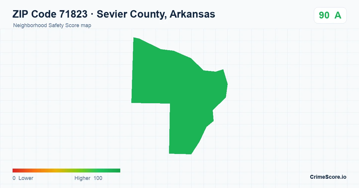 ZIP Code 71823 in Sevier County, Arkansas neighborhood Safety Score map