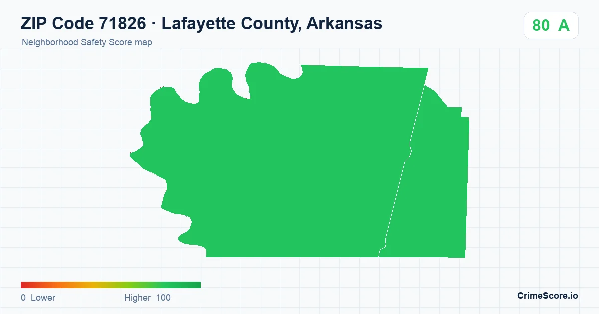 ZIP Code 71826 in Lafayette County, Arkansas neighborhood Safety Score map