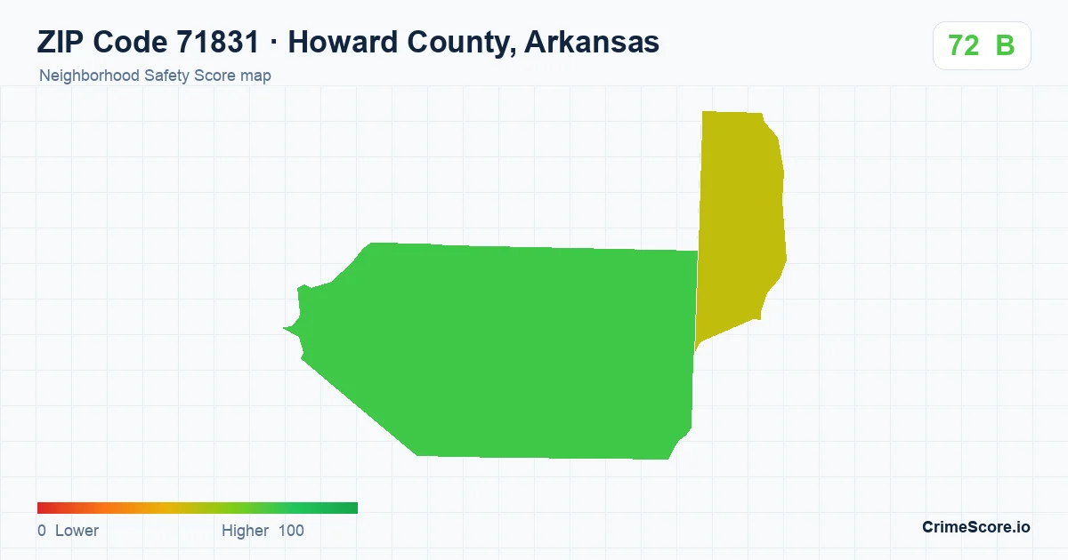 ZIP Code 71831 in Howard County, Arkansas neighborhood Safety Score map