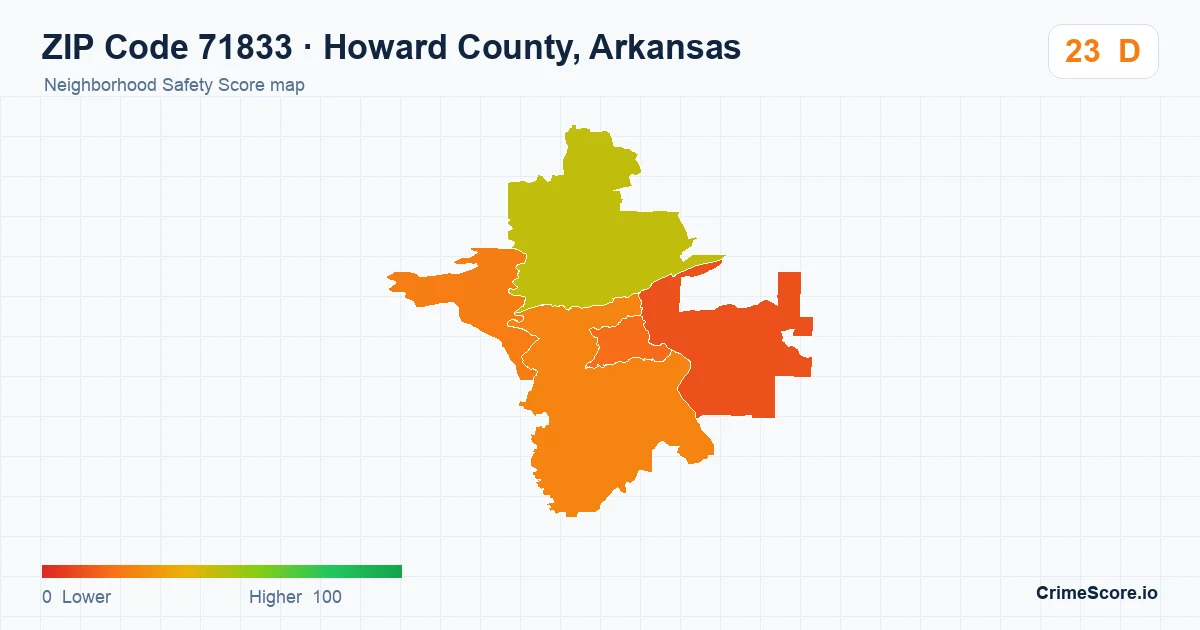 ZIP Code 71833 in Howard County, Arkansas neighborhood Safety Score map