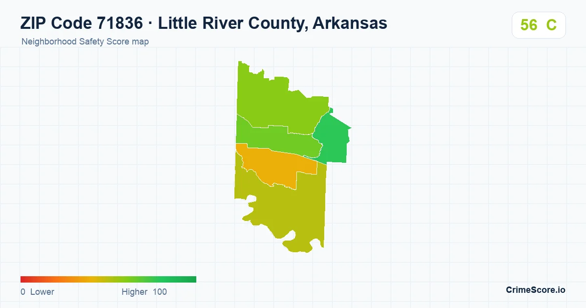 ZIP Code 71836 in Little River County, Arkansas neighborhood Safety Score map