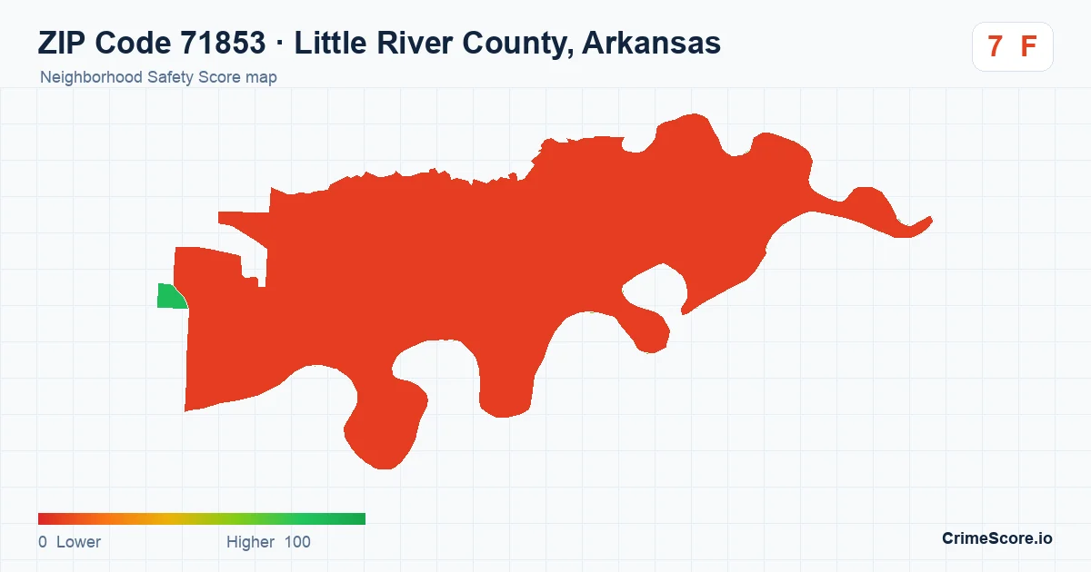ZIP Code 71853 in Little River County, Arkansas neighborhood Safety Score map
