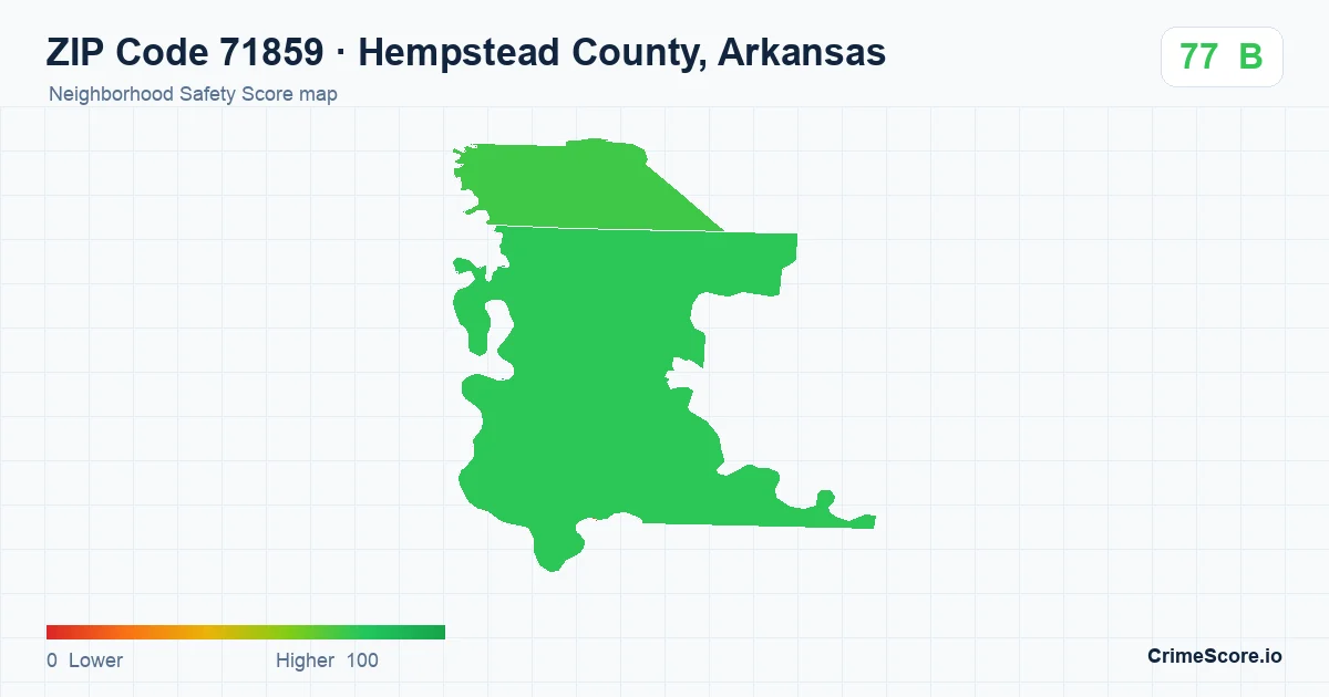 ZIP Code 71859 in Hempstead County, Arkansas neighborhood Safety Score map