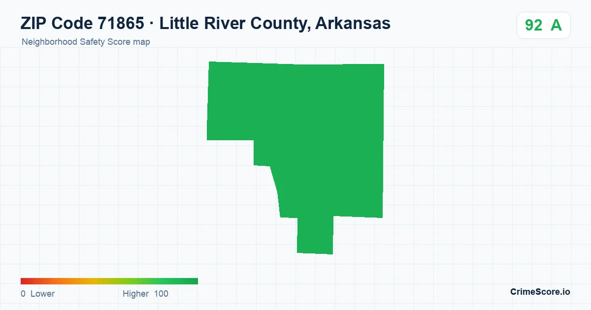 ZIP Code 71865 in Little River County, Arkansas neighborhood Safety Score map