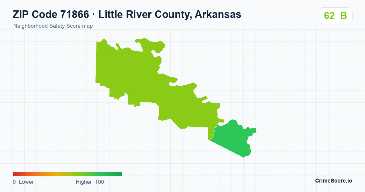 ZIP Code 71866 in Little River County, Arkansas neighborhood Safety Score map