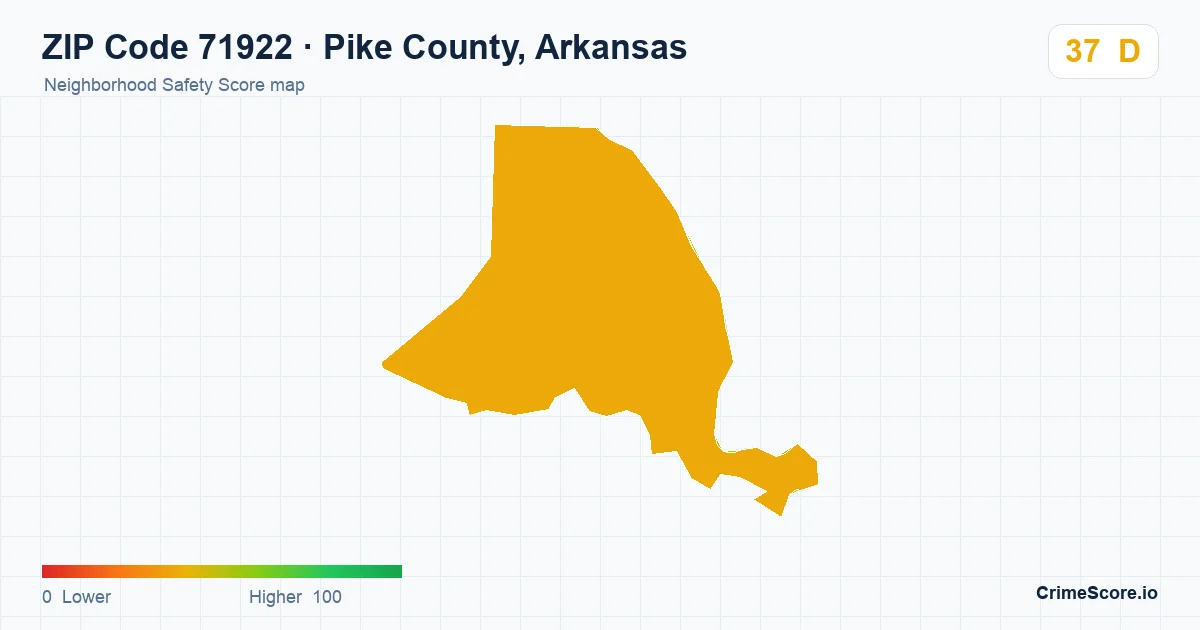 ZIP Code 71922 in Pike County, Arkansas neighborhood Safety Score map