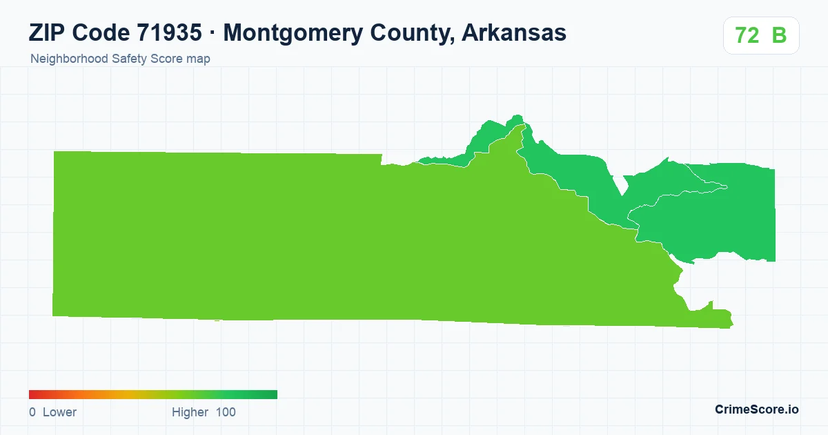ZIP Code 71935 in Montgomery County, Arkansas neighborhood Safety Score map