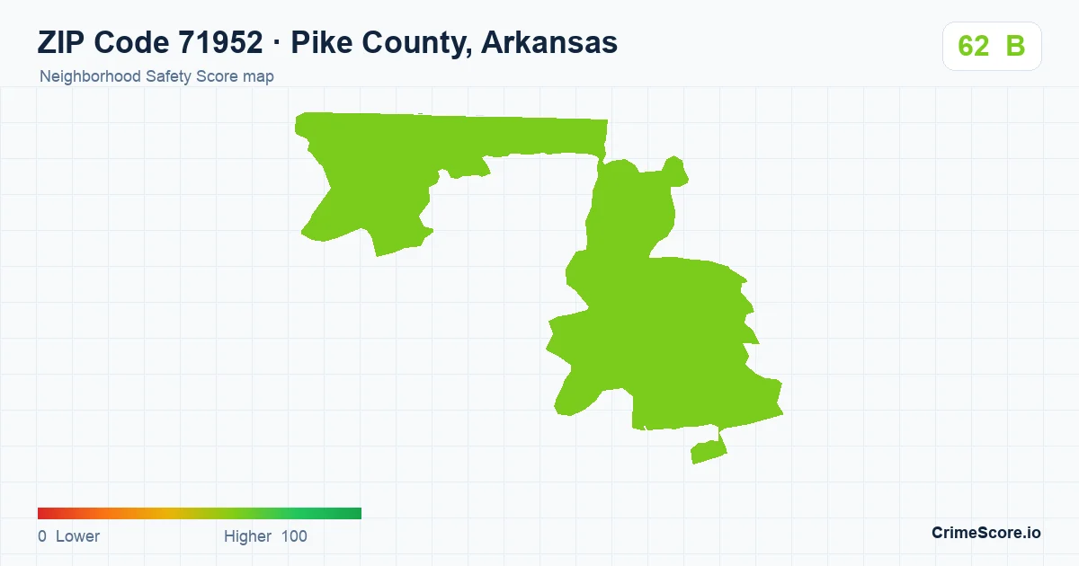 ZIP Code 71952 in Pike County, Arkansas neighborhood Safety Score map