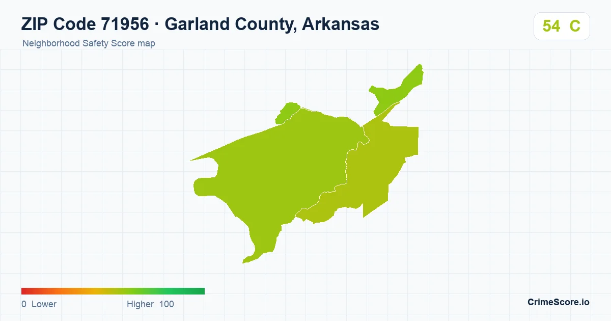 ZIP Code 71956 in Garland County, Arkansas neighborhood Safety Score map