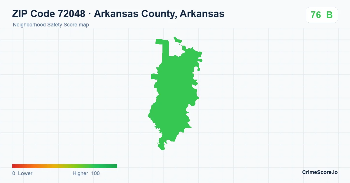 ZIP Code 72048 in Arkansas County, Arkansas neighborhood Safety Score map