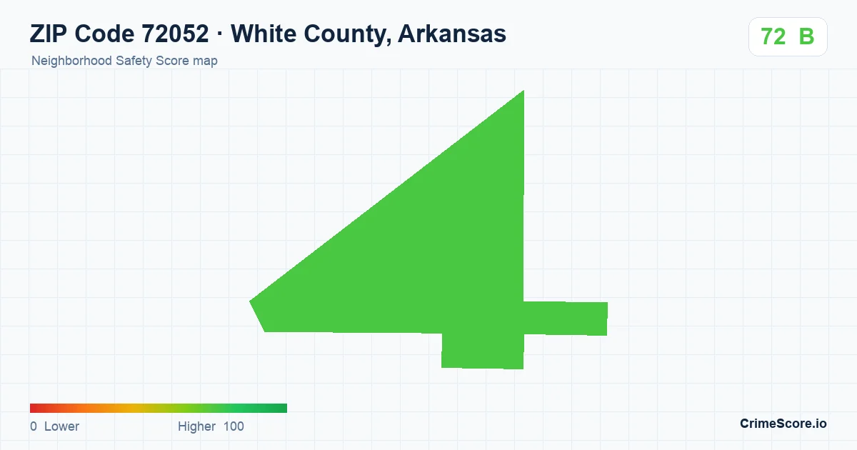 ZIP Code 72052 in White County, Arkansas neighborhood Safety Score map