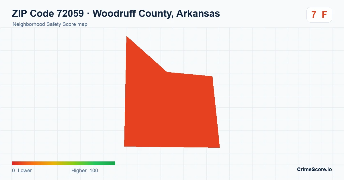 ZIP Code 72059 in Woodruff County, Arkansas neighborhood Safety Score map