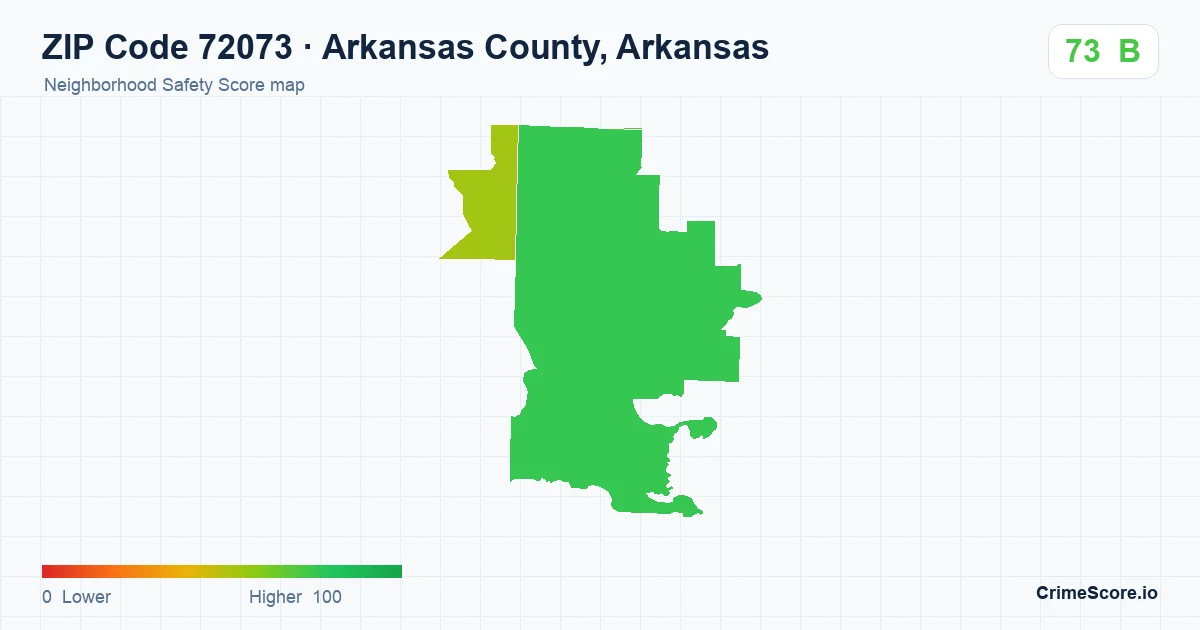 ZIP Code 72073 in Arkansas County, Arkansas neighborhood Safety Score map