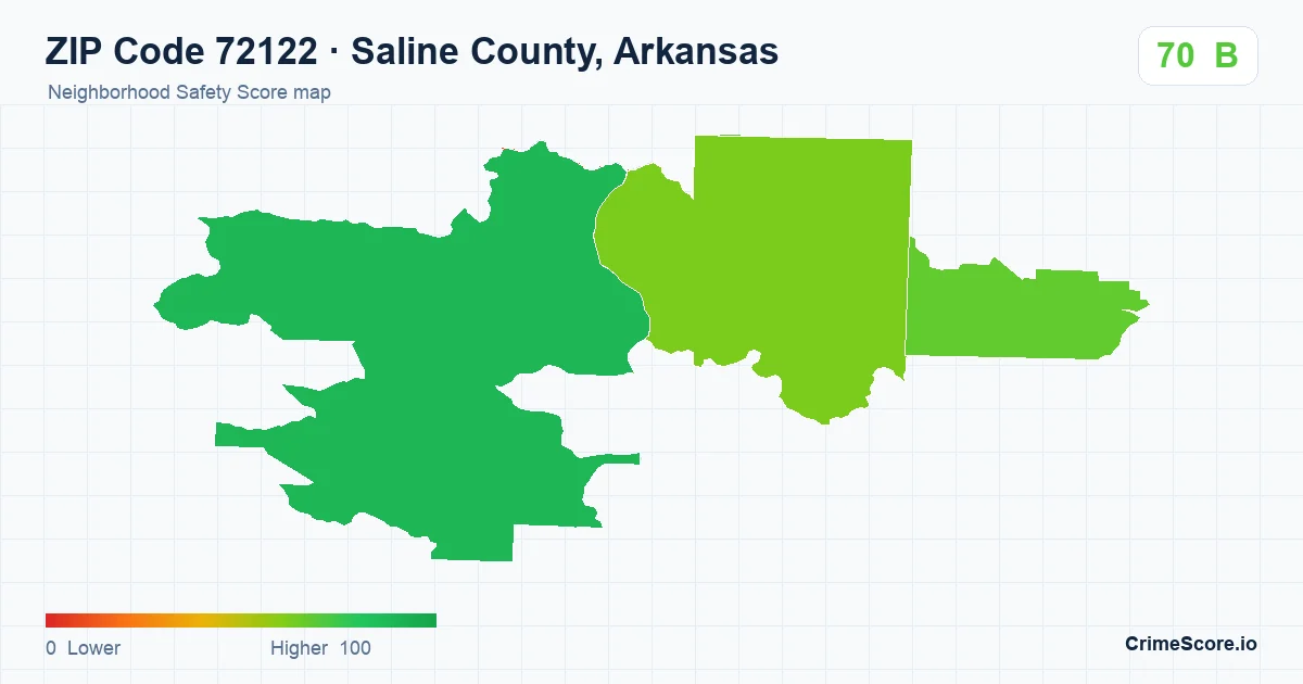 ZIP Code 72122 in Saline County, Arkansas neighborhood Safety Score map