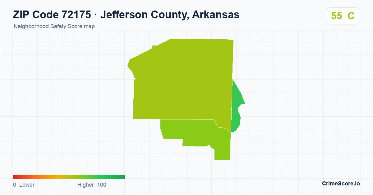 ZIP Code 72175 in Jefferson County, Arkansas neighborhood Safety Score map