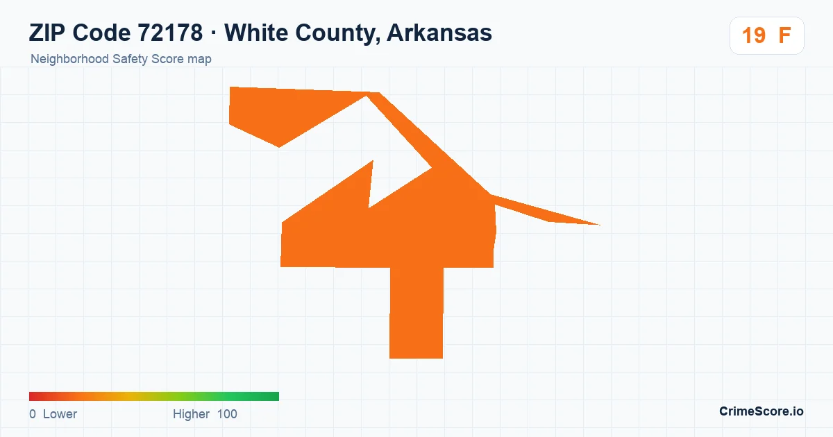 ZIP Code 72178 in White County, Arkansas neighborhood Safety Score map