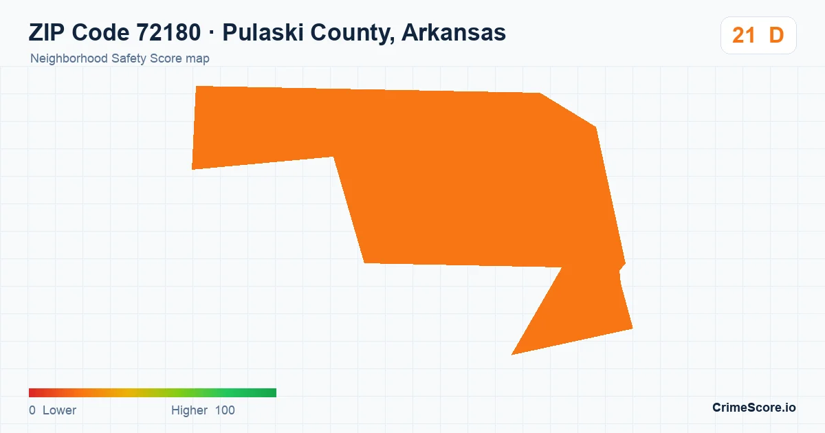 ZIP Code 72180 in Pulaski County, Arkansas neighborhood Safety Score map