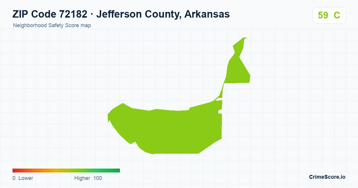 ZIP Code 72182 in Jefferson County, Arkansas neighborhood Safety Score map