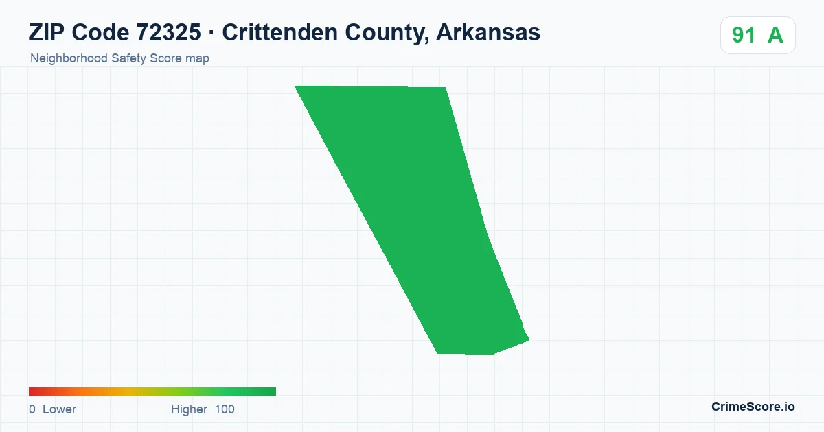 ZIP Code 72325 in Crittenden County, Arkansas neighborhood Safety Score map