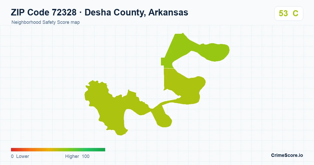 ZIP Code 72328 in Desha County, Arkansas neighborhood Safety Score map