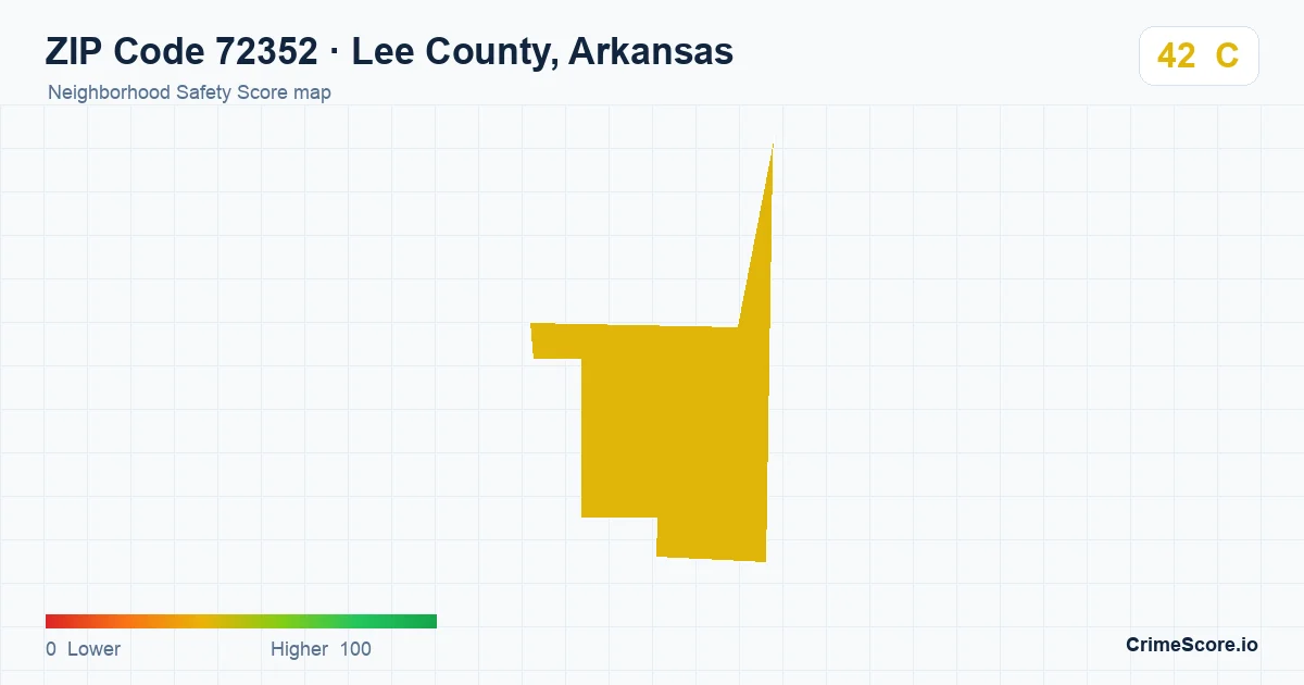 ZIP Code 72352 in Lee County, Arkansas neighborhood Safety Score map