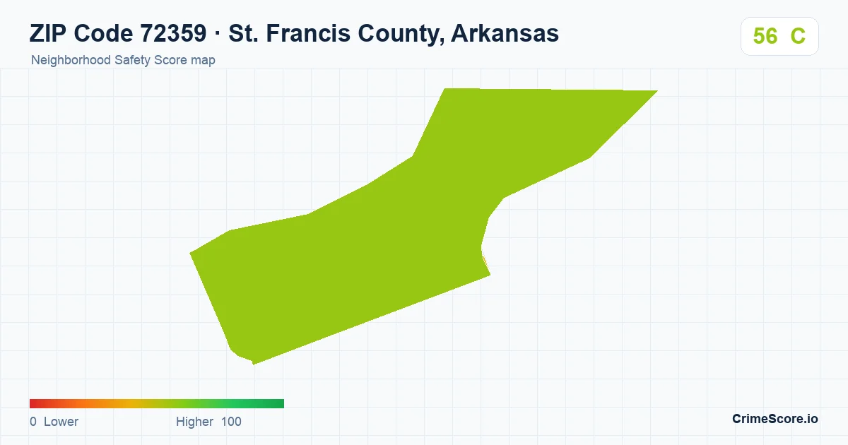 ZIP Code 72359 in St. Francis County, Arkansas neighborhood Safety Score map