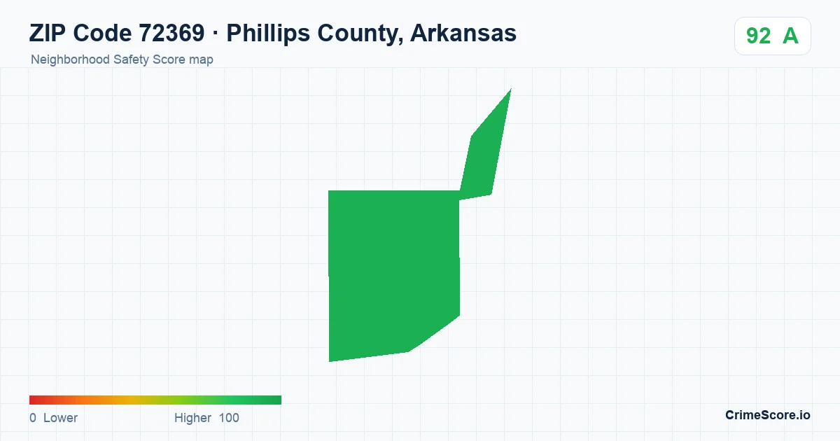 ZIP Code 72369 in Phillips County, Arkansas neighborhood Safety Score map
