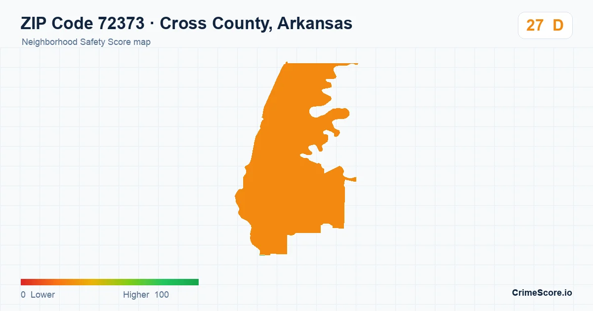 ZIP Code 72373 in Cross County, Arkansas neighborhood Safety Score map