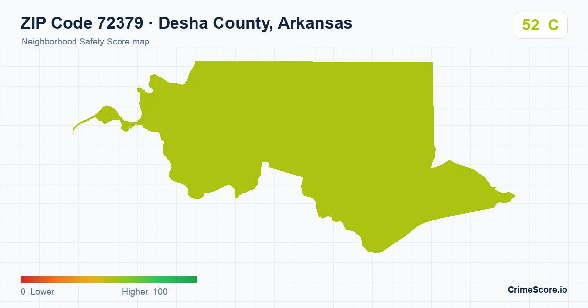 ZIP Code 72379 in Desha County, Arkansas neighborhood Safety Score map