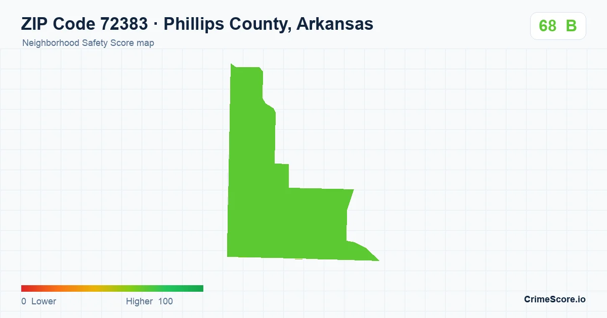 ZIP Code 72383 in Phillips County, Arkansas neighborhood Safety Score map
