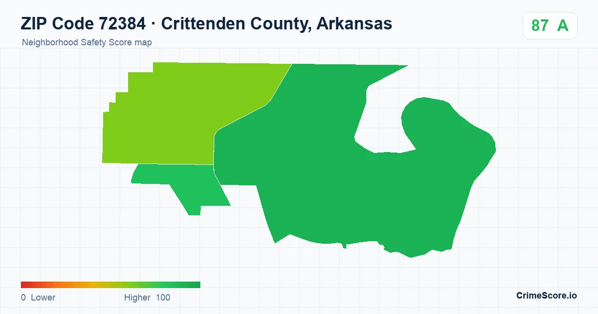 ZIP Code 72384 in Crittenden County, Arkansas neighborhood Safety Score map