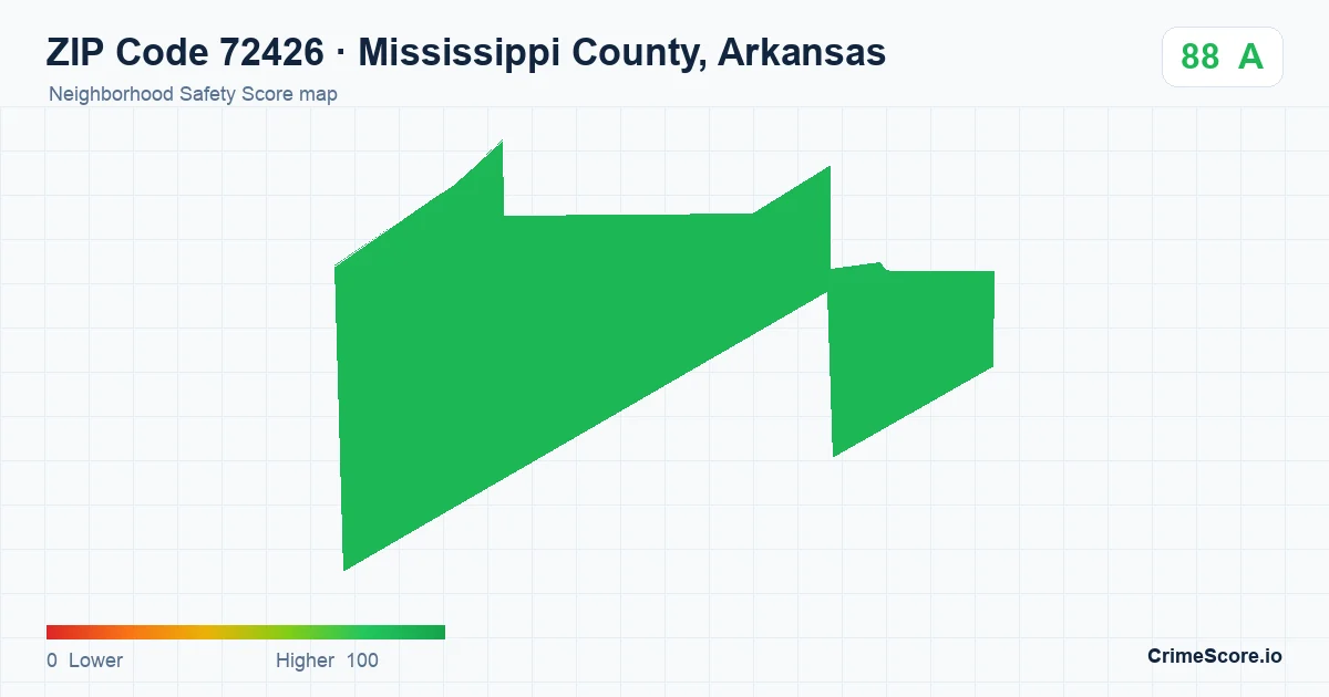ZIP Code 72426 in Mississippi County, Arkansas neighborhood Safety Score map