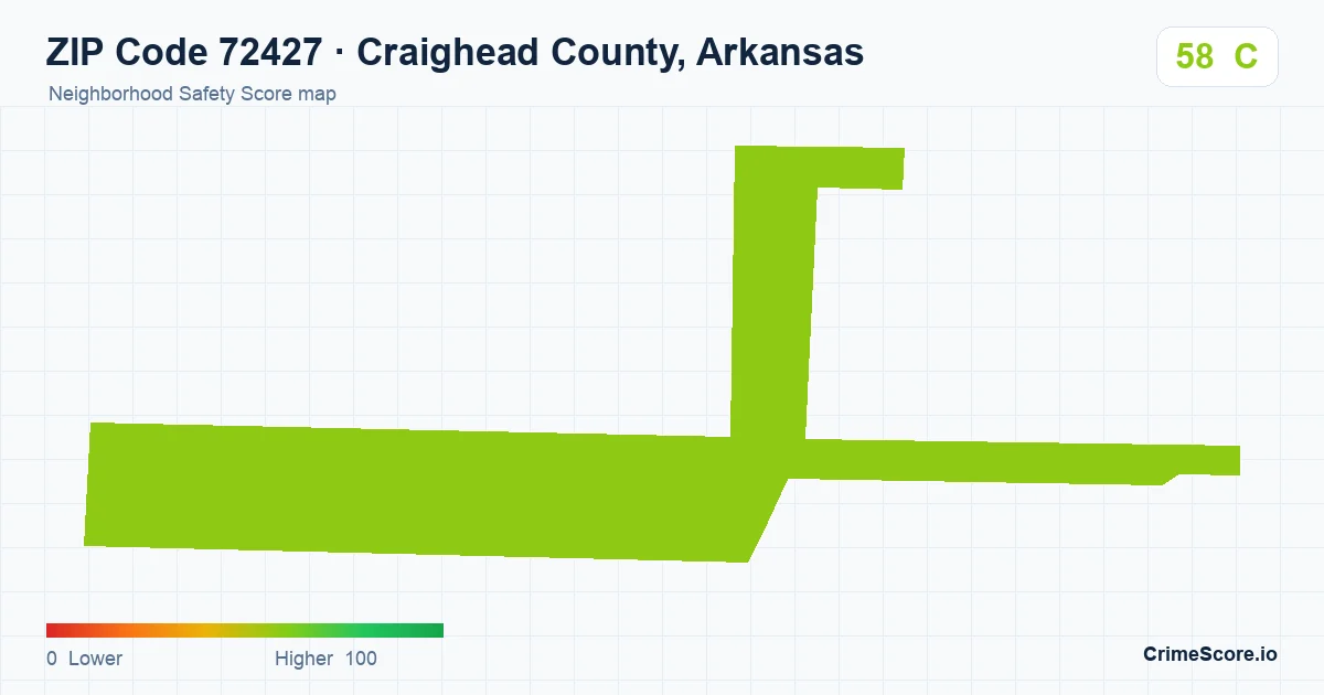 ZIP Code 72427 in Craighead County, Arkansas neighborhood Safety Score map