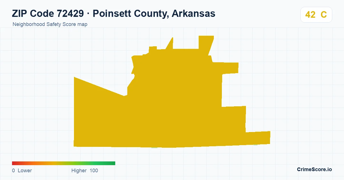 ZIP Code 72429 in Poinsett County, Arkansas neighborhood Safety Score map