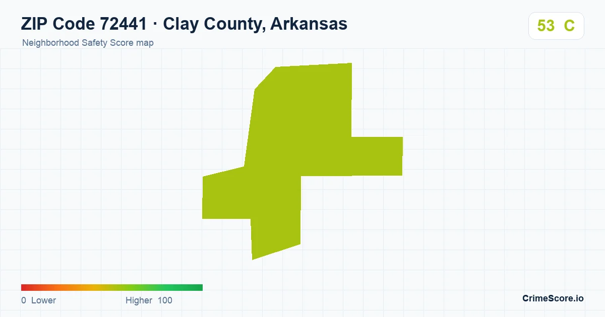 ZIP Code 72441 in Clay County, Arkansas neighborhood Safety Score map