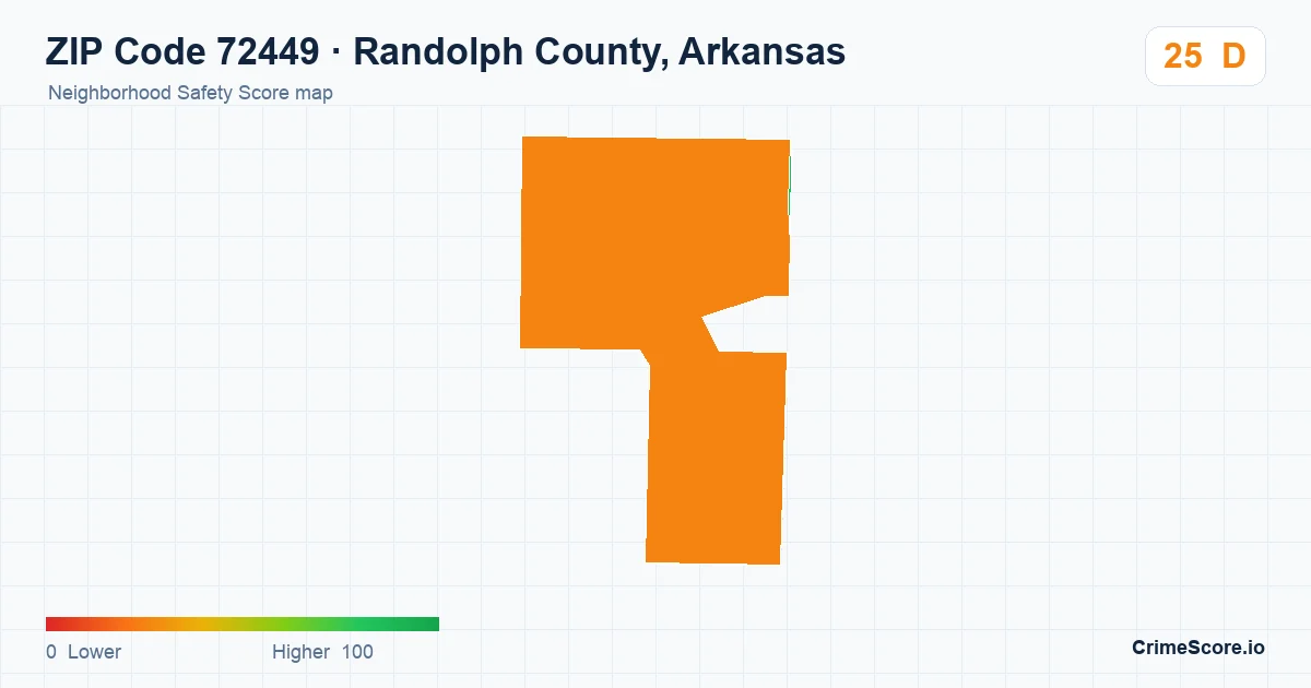 ZIP Code 72449 in Randolph County, Arkansas neighborhood Safety Score map